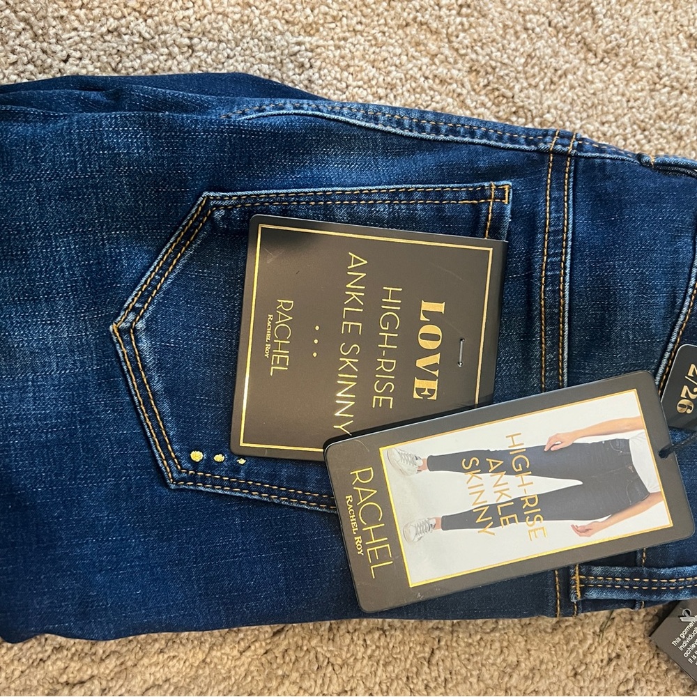 RACHEL Rachel Roy High-Rise Ankle Skinny Jeans - Dark Blue